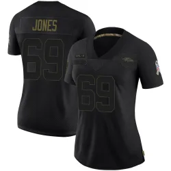 Women's Jayson Jones Baltimore Ravens No.69 Limited 2020 Salute To Service Jersey - Black