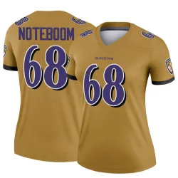 Women's Joe Noteboom Baltimore Ravens No.68 Legend Inverted Jersey - Gold