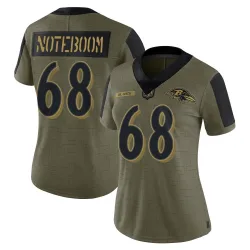 Women's Joe Noteboom Baltimore Ravens No.68 Limited 2021 Salute To Service Jersey - Olive