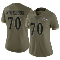 Women's Joe Noteboom Baltimore Ravens No.70 Limited 2022 Salute To Service Jersey - Olive