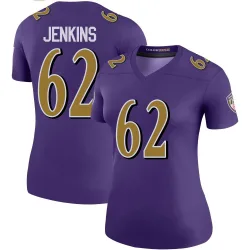 Women's John Jenkins Baltimore Ravens No.62 Legend Color Rush Jersey - Purple