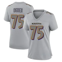 Women's Jonathan Ogden Baltimore Ravens No.75 Game Atmosphere Fashion Jersey - Gray
