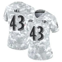 Women's Justice Hill Baltimore Ravens No.43 Limited 2024 Salute to Service Jersey - Arctic Camo