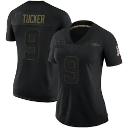 Women's Justin Tucker Baltimore Ravens No.9 Limited 2020 Salute To Service Jersey - Black
