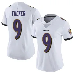 Women's Justin Tucker Baltimore Ravens No.9 Limited Vapor Untouchable Jersey - White