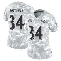 Women's Keaton Mitchell Baltimore Ravens No.34 Limited 2024 Salute to Service Jersey - Arctic Camo