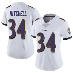 Women's Keaton Mitchell Baltimore Ravens No.34 Limited Vapor Untouchable Jersey - White