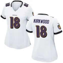 Women's Keith Kirkwood Baltimore Ravens No.18 Game Jersey - White