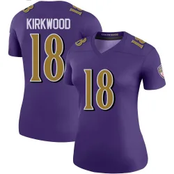 Women's Keith Kirkwood Baltimore Ravens No.18 Legend Color Rush Jersey - Purple