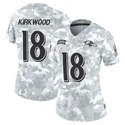 Women's Keith Kirkwood Baltimore Ravens No.18 Limited 2024 Salute to Service Jersey - Arctic Camo