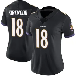 Women's Keith Kirkwood Baltimore Ravens No.18 Limited Alternate Vapor Untouchable Jersey - Black