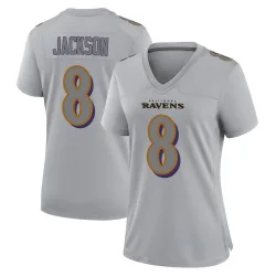 Women's Lamar Jackson Baltimore Ravens No.8 Game Atmosphere Fashion Jersey - Gray
