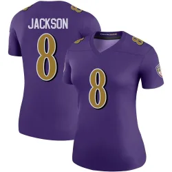 Women's Lamar Jackson Baltimore Ravens No.8 Legend Color Rush Jersey - Purple