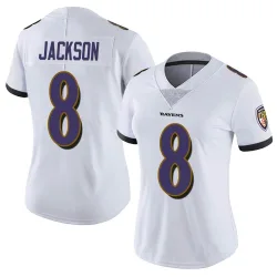 Women's Lamar Jackson Baltimore Ravens No.8 Limited Vapor Untouchable Jersey - White