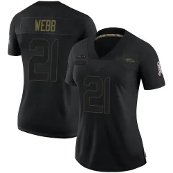 Women's Lardarius Webb Baltimore Ravens No.21 Limited 2020 Salute To Service Jersey - Black