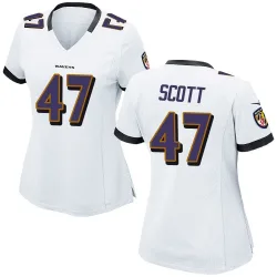 Women's Lucas Scott Baltimore Ravens No.47 Game Jersey - White