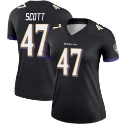 Women's Lucas Scott Baltimore Ravens No.47 Legend Jersey - Black