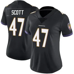 Women's Lucas Scott Baltimore Ravens No.47 Limited Alternate Vapor Untouchable Jersey - Black