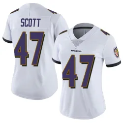Women's Lucas Scott Baltimore Ravens No.47 Limited Vapor Untouchable Jersey - White