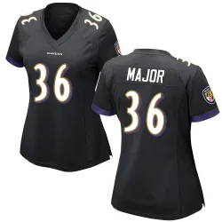 Women's Marcus Major Baltimore Ravens No.36 Game Jersey - Black