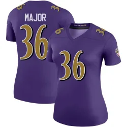 Women's Marcus Major Baltimore Ravens No.36 Legend Color Rush Jersey - Purple