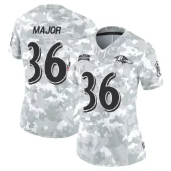 Women's Marcus Major Baltimore Ravens No.36 Limited 2024 Salute to Service Jersey - Arctic Camo