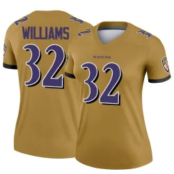 Women's Marcus Williams Baltimore Ravens No.32 Legend Inverted Jersey - Gold