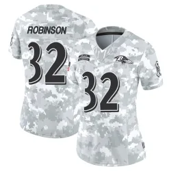 Women's Marquise Robinson Baltimore Ravens No.32 Limited 2024 Salute to Service Jersey - Arctic Camo