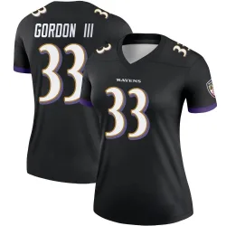 Women's Melvin Gordon III Baltimore Ravens No.33 Legend Jersey - Black