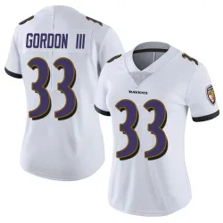 Women's Melvin Gordon III Baltimore Ravens No.33 Limited Vapor Untouchable Jersey - White