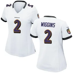Women's Nate Wiggins Baltimore Ravens No.2 Game Jersey - White