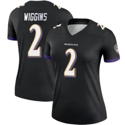 Women's Nate Wiggins Baltimore Ravens No.2 Legend Jersey - Black