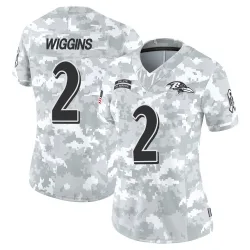 Women's Nate Wiggins Baltimore Ravens No.2 Limited 2024 Salute to Service Jersey - Arctic Camo