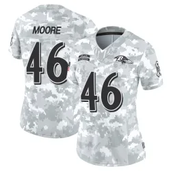 Women's Nick Moore Baltimore Ravens No.46 Limited 2024 Salute to Service Jersey - Arctic Camo