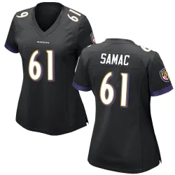 Women's Nick Samac Baltimore Ravens No.61 Game Jersey - Black
