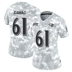 Women's Nick Samac Baltimore Ravens No.61 Limited 2024 Salute to Service Jersey - Arctic Camo