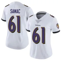 Women's Nick Samac Baltimore Ravens No.61 Limited Vapor Untouchable Jersey - White