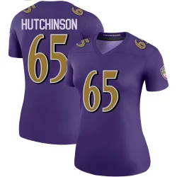 Women's Ozzie Hutchinson Baltimore Ravens No.65 Legend Color Rush Jersey - Purple
