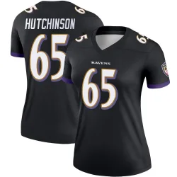 Women's Ozzie Hutchinson Baltimore Ravens No.65 Legend Jersey - Black