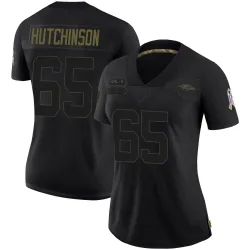 Women's Ozzie Hutchinson Baltimore Ravens No.65 Limited 2020 Salute To Service Jersey - Black