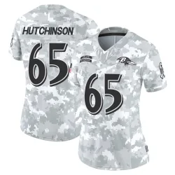 Women's Ozzie Hutchinson Baltimore Ravens No.65 Limited 2024 Salute to Service Jersey - Arctic Camo