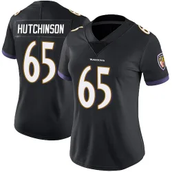 Women's Ozzie Hutchinson Baltimore Ravens No.65 Limited Alternate Vapor Untouchable Jersey - Black