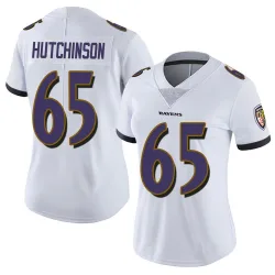 Women's Ozzie Hutchinson Baltimore Ravens No.65 Limited Vapor Untouchable Jersey - White