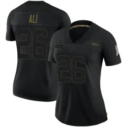 Women's Rasheen Ali Baltimore Ravens No.26 Limited 2020 Salute To Service Jersey - Black
