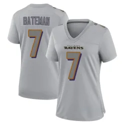Women's Rashod Bateman Baltimore Ravens No.7 Game Atmosphere Fashion Jersey - Gray