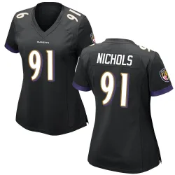 Women's Rayshad Nichols Baltimore Ravens No.91 Game Jersey - Black