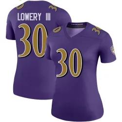 Women's Reuben Lowery III Baltimore Ravens No.30 Legend Color Rush Jersey - Purple