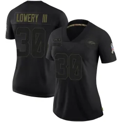 Women's Reuben Lowery III Baltimore Ravens No.30 Limited 2020 Salute To Service Jersey - Black