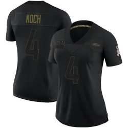 Women's Sam Koch Baltimore Ravens No.4 Limited 2020 Salute To Service Jersey - Black