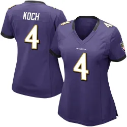 Women's Sam Koch Baltimore Ravens No.4 Limited Team Color Vapor Untouchable Jersey - Purple